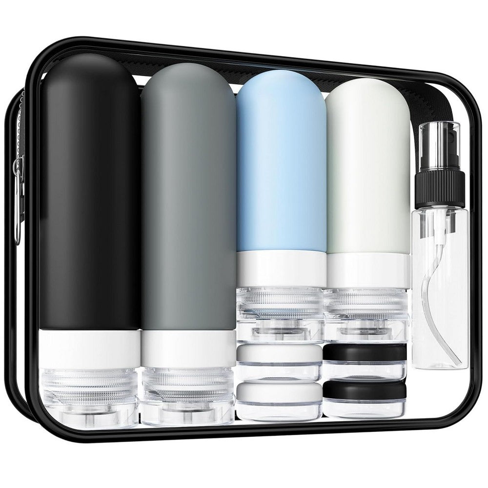 17Pcs Travel Bottles for Toiletries Silicone Travel Containers for Shampoo-Black