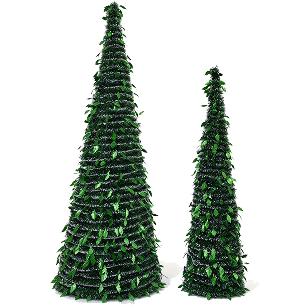 1.5m Foldable Pop Up Christmas Tree with Light Tinsel Christmas Tree