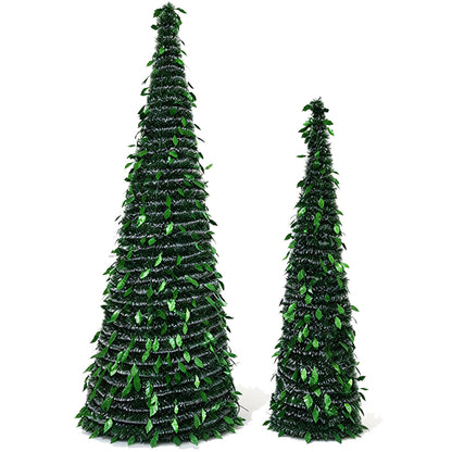 1.5m Foldable Pop Up Christmas Tree with Light Tinsel Christmas Tree