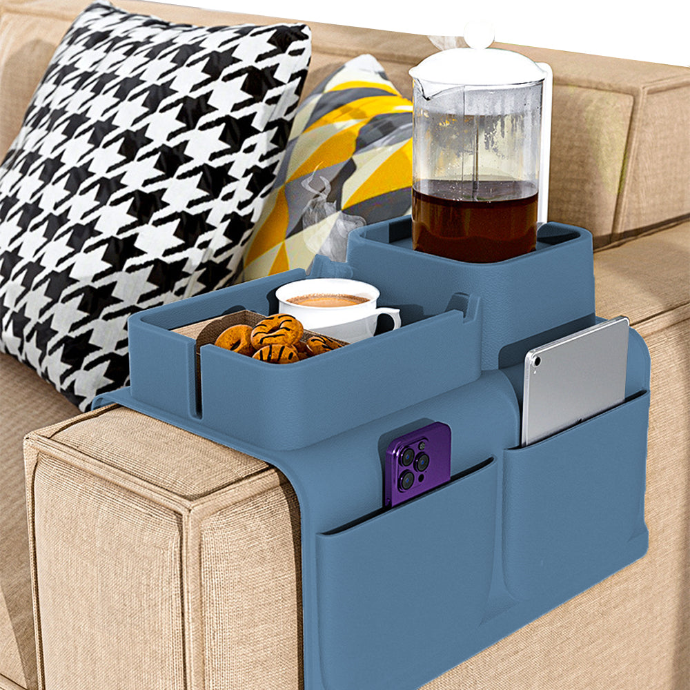 Couch Cup Holder Tray Sofa Armrest Tray with Drink Holder Side Pockets