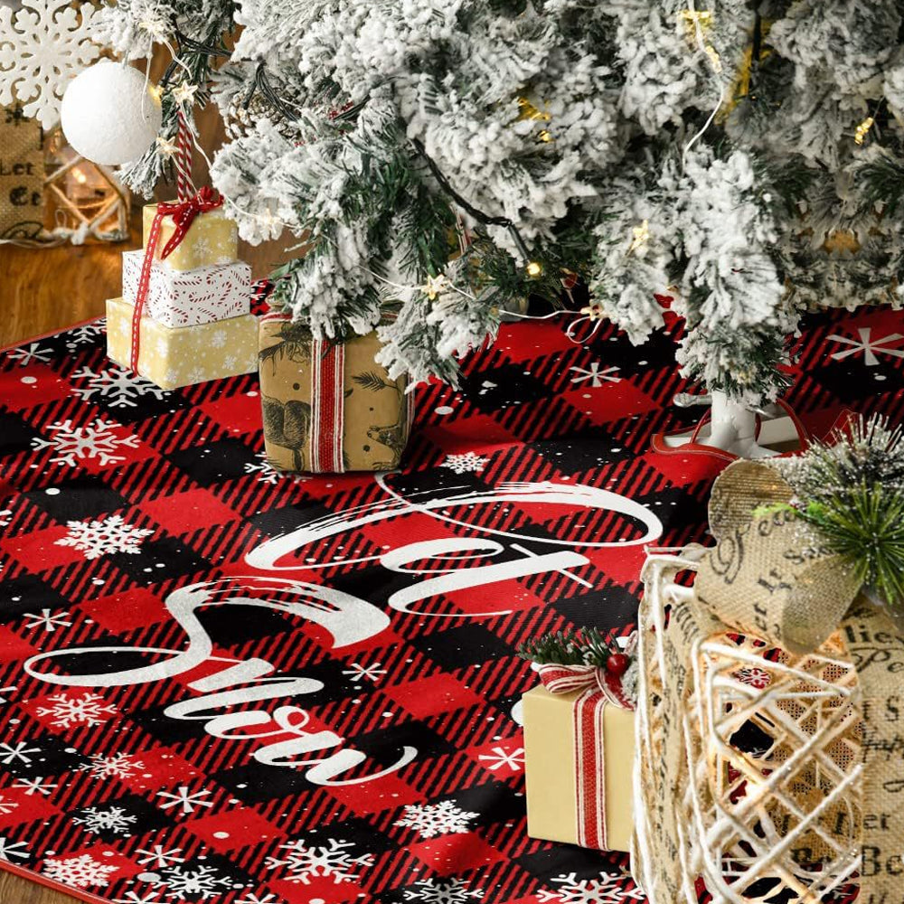 Plaid Christmas Tree Skirt Xmas Tree Skirt Xmas Party Decor Style 1