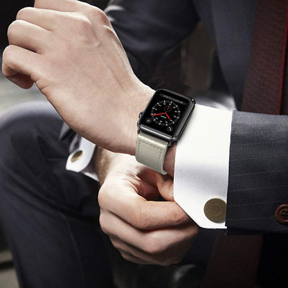 Genuine Leather Watch Band Compatible with Apple Watch 38/40mm-Grey