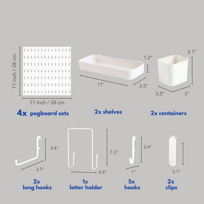 4Pcs Pegboard Combination Kit Pegboards and Accessories Modular Hanging for Organizer