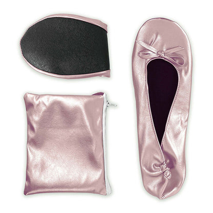 Women Foldable Indoor Ballet Flat Roll Slipper Shoes Dance Shoes Party Ball Prom-Pink