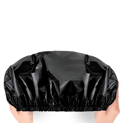 2 Piece PEVA Shower Caps for Long Hair - Black