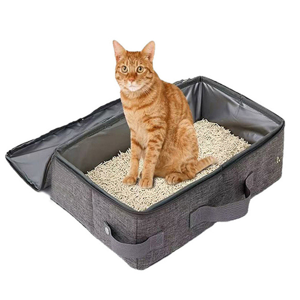 Portable Foldable Cat Travel Litter Box ââ‚?Waterproof & Easy to Clean Light Gray