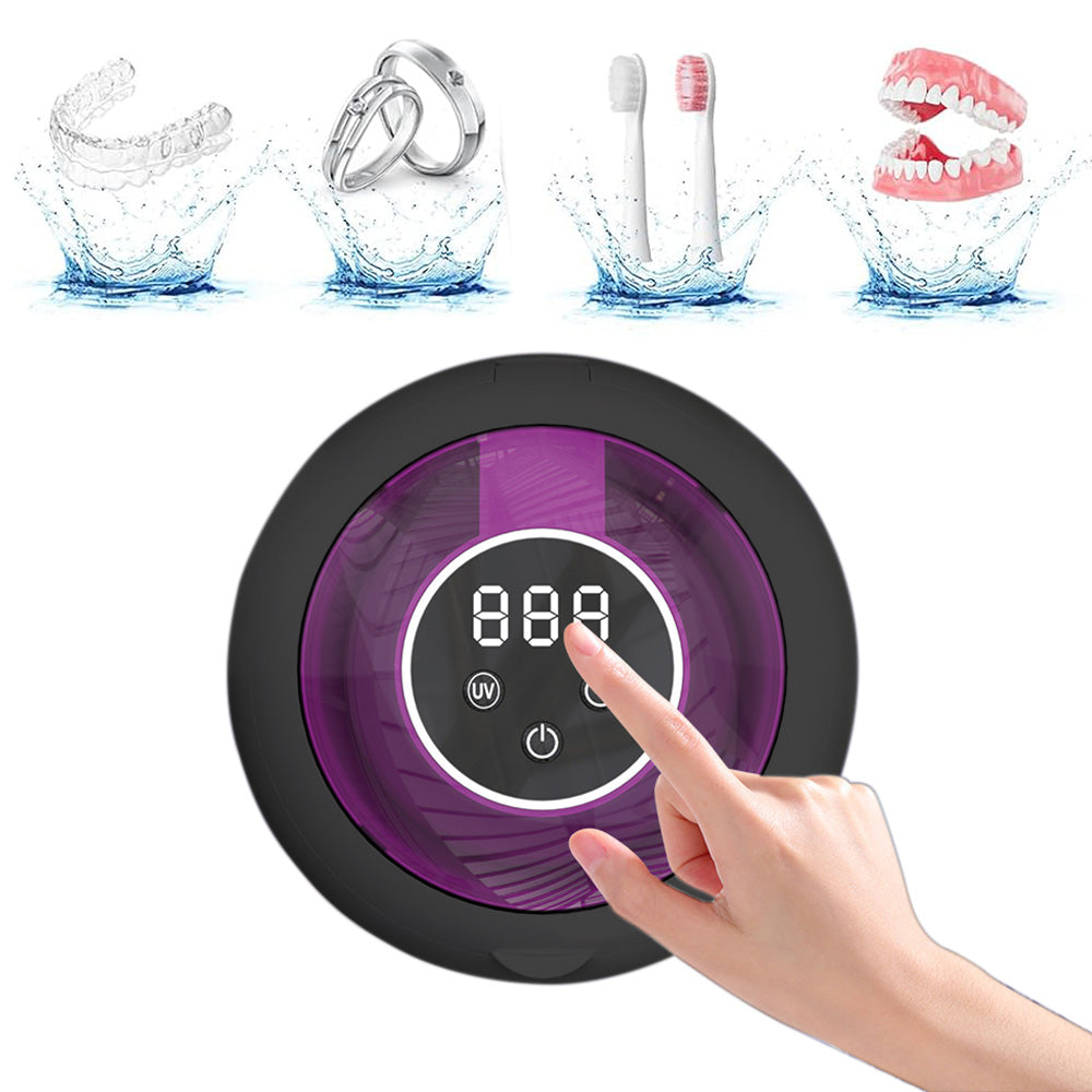 Ultrasonic Retainer Cleaner Machine Dentures Cleaner for Night Guards-Black