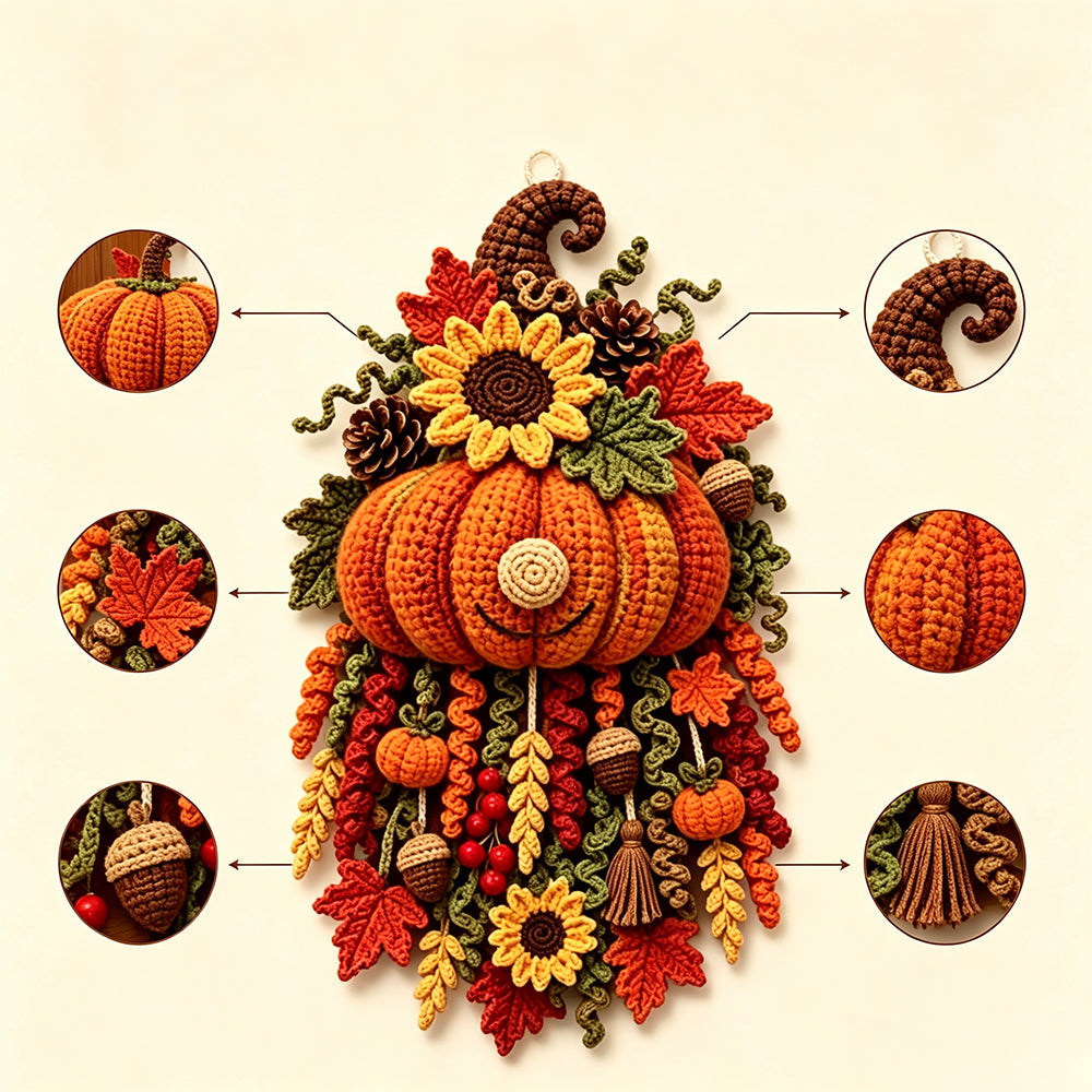 DIY Christmas Crochet Kit For Adults with Yarn and Hook - Pumpkin