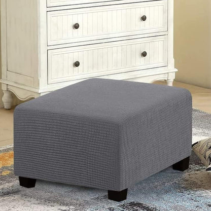 Elastic Jacquard Footrest Cover with Textured Stripes and Elastic Strap - Dark Grey