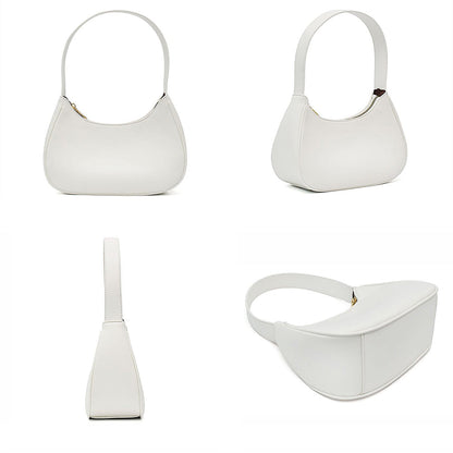 Women Shoulder Bag Elegant Feminine Mini Handbags with Zipper Closure White
