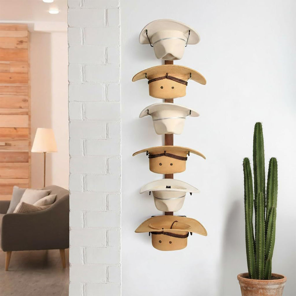 Wall Mount Wood Composite Cowboy Hat Rack