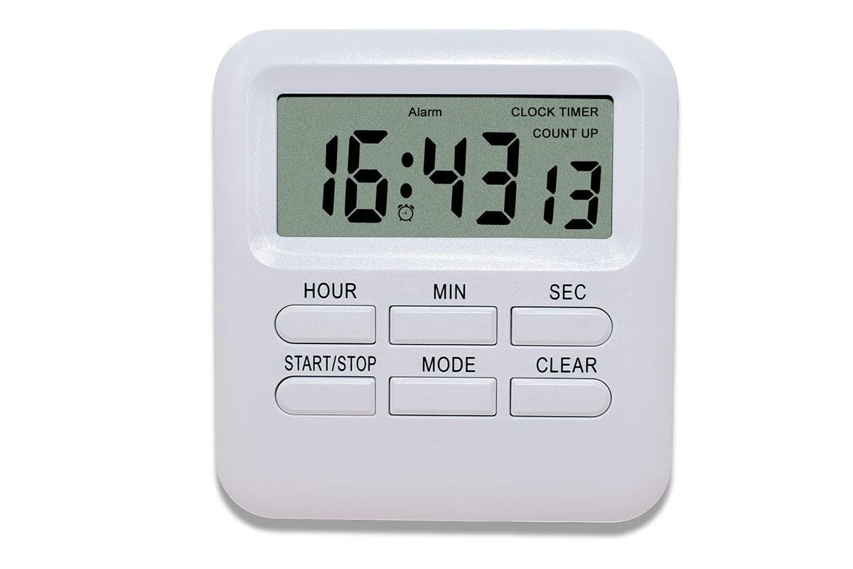 Digital Kitchen Timer LCD Display Cooking Timer with Loud Alarm -White