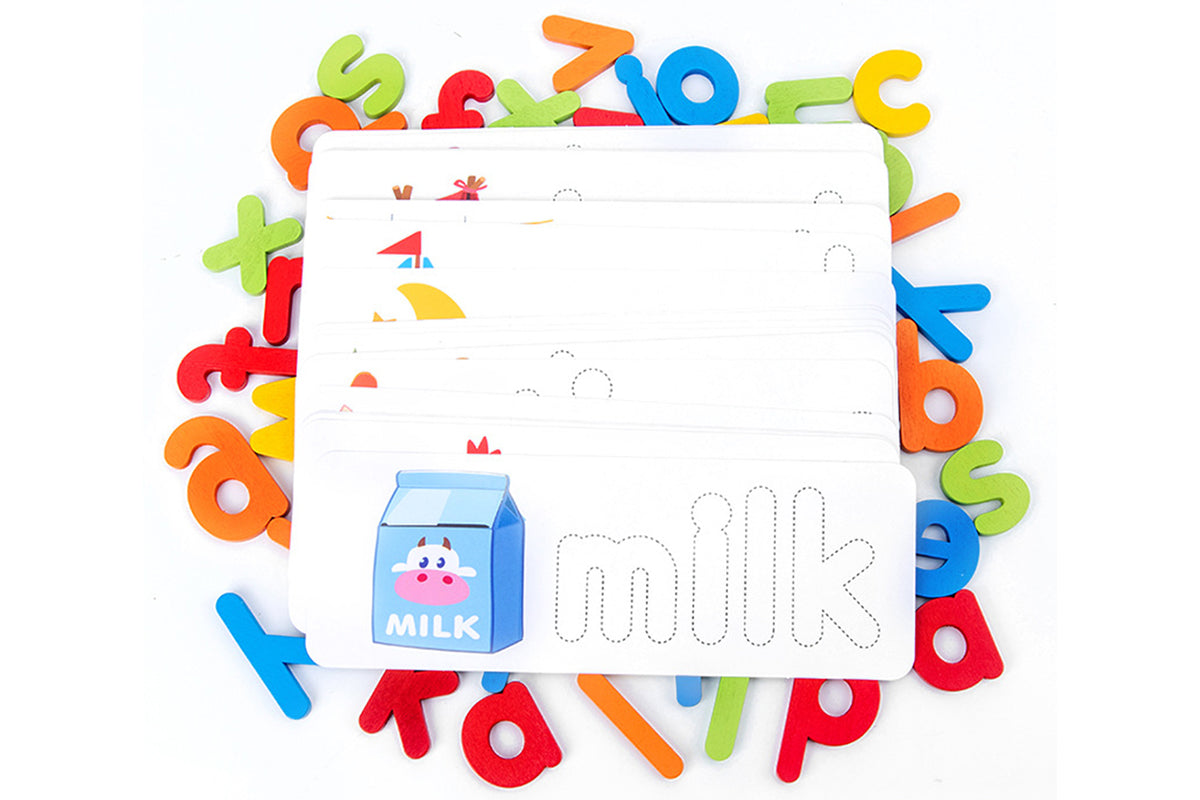2Pcs Wooden Puzzle Spelling Words Game Educational Toy Word Spelling Matching Game