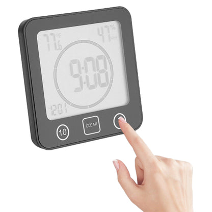 Digital Shower Clock with Timer Water-Resistant Touch Screen Clock Black