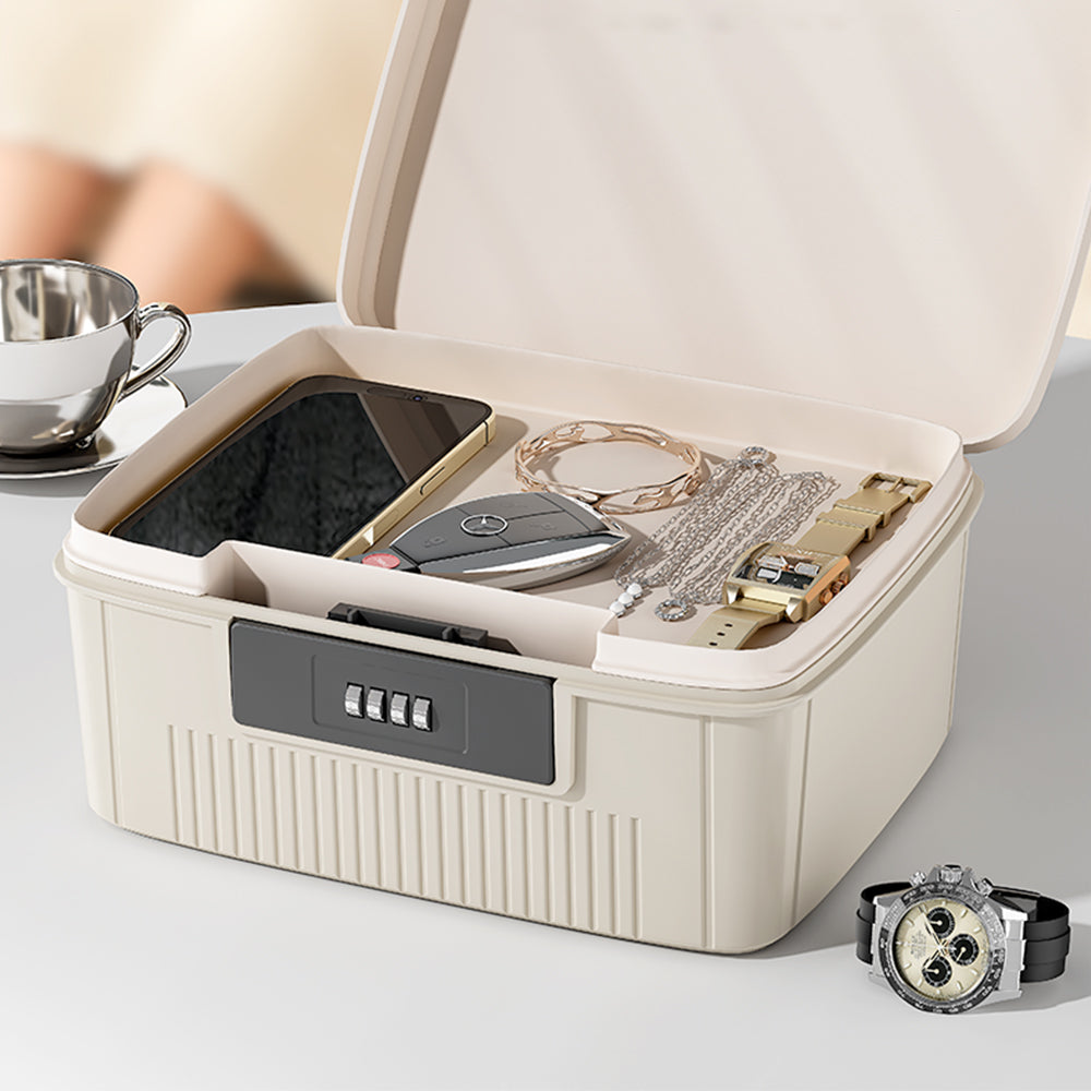 4-Digit Combination Lock Box Lockable Safe Storage Case White