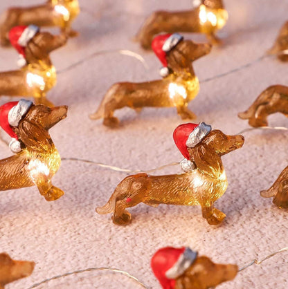 LED Dachshund Christmas String Lights Battery Powered Holiday Decor