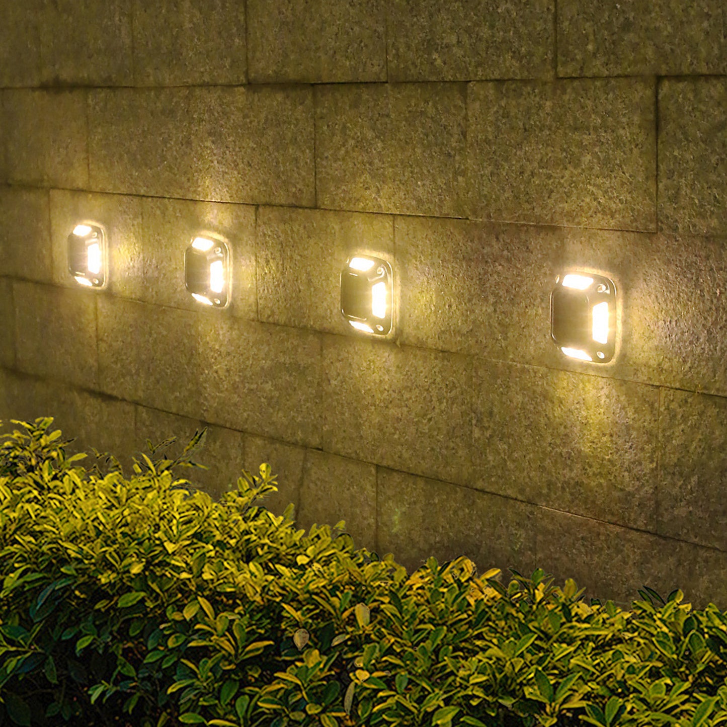 4Pcs 8LED Solar Powered Deck Lights Garden Path Wall Lamp -Warm White