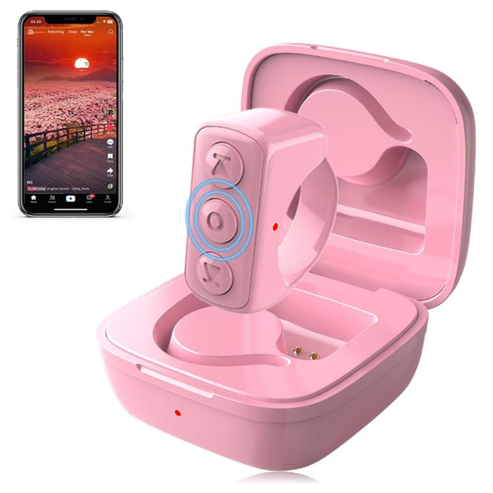 Bluetooth Remote Control TikTok Kindle Page Turner Bluetooth Ring Button for iPhone Android Pink