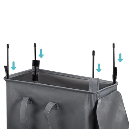 65L Laundry Basket with Wheels and Lid-Grey
