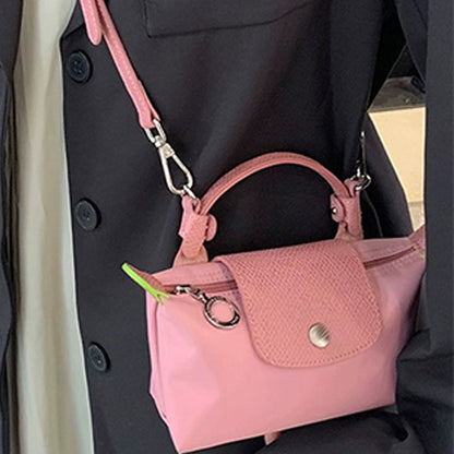 PU Leather Shoulder Strap for Crossbody Bags Genuine Leather Hang Buckle for Longchamp Mini Bag Pink