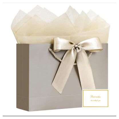 4Pieces Gift Bags with Cards and Wrapping Paper for Weddings Parties - Champagne