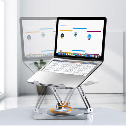 Adjustable Laptop Desktop Stand with 360-Degree Rotating Base Ergonomic Laptop Riser for 10-17in Laptops White