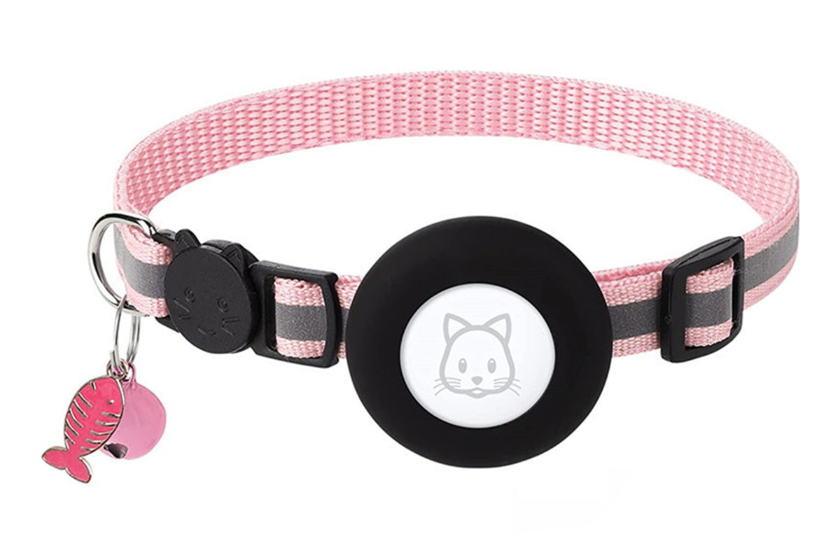 Adjustable Cat Collar Compatible with Apple Airtag - Pink