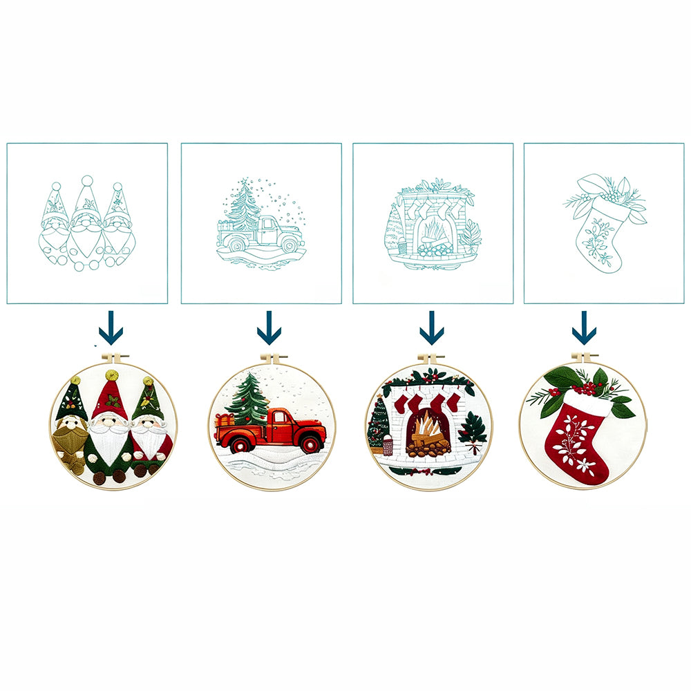 4 Pack Christmas Embroidery Kit For Adults Beginners