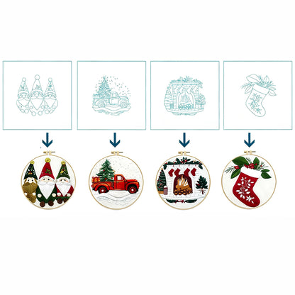4 Pack Christmas Embroidery Kit For Adults Beginners