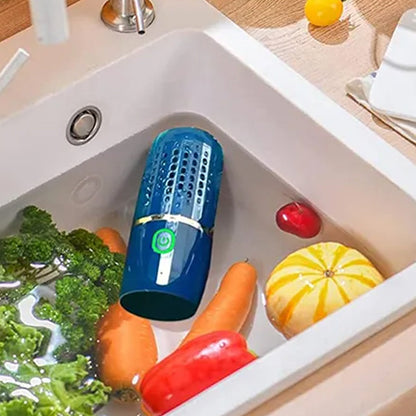 Portable Fruit and Vegetable Cleaning Machine Rechargeable Food Washing Purifier Vegetable Washer Dark Blue