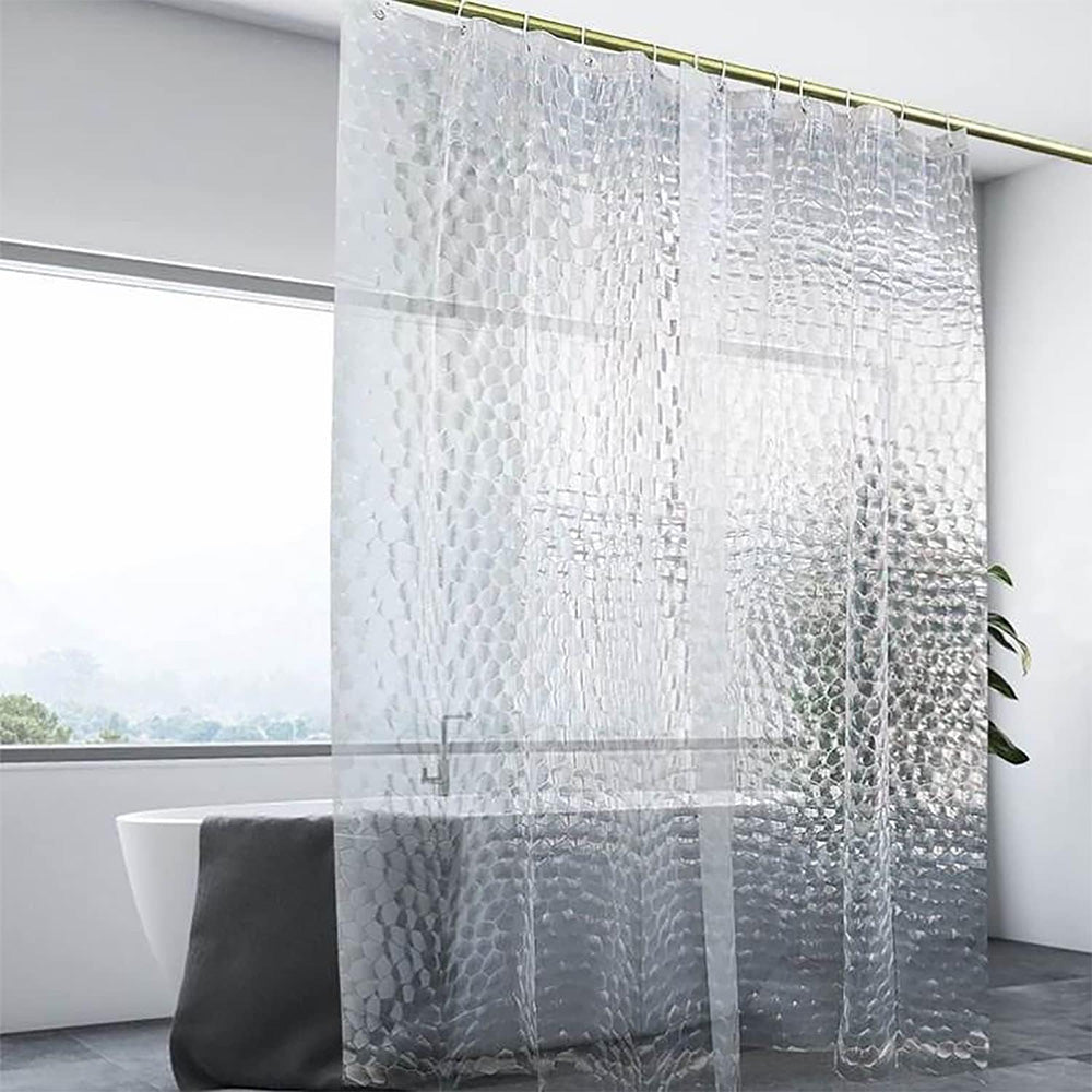 PEVA Thickened Shower Curtain Liner 180x180cm with Rustproof Grommets and Hooks-White
