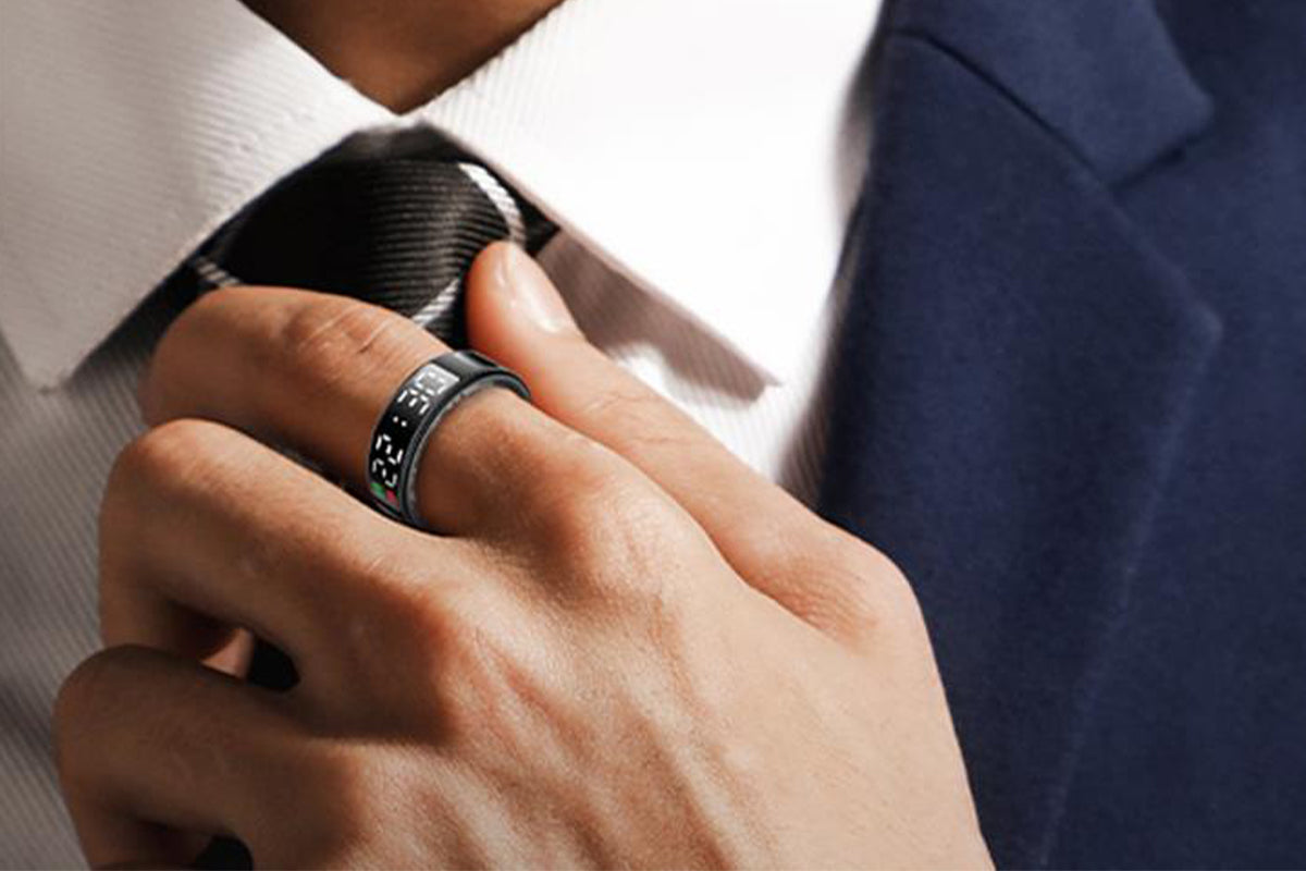 Smart Ring Health Ring Fitness Tracker Ring for Heart Rate Blood Oxygen-Black
