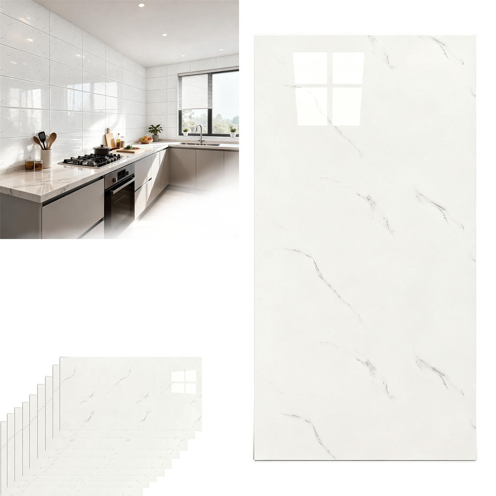10Pcs Self Adhesive PVC Wall Tiles- White