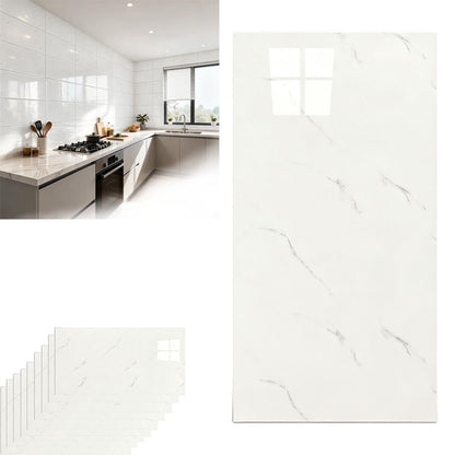 10Pcs Self Adhesive PVC Wall Tiles- White