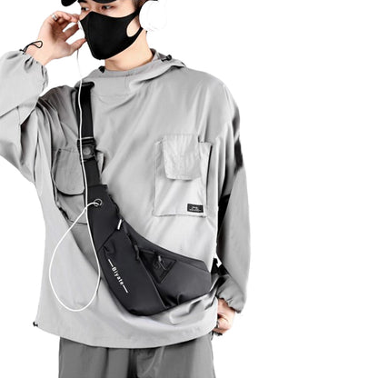 Men's Small Sling Crossbody Bag Anti-Theft Chest Bag Casual Hiking Cycling Slim Shoulder Pack Black
