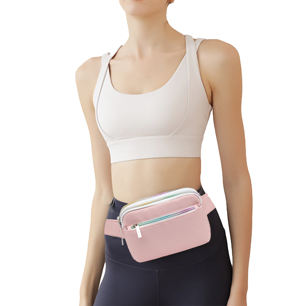 Chest Waist Packs Fanny Pack Waist Belt Bag for Women and Men Pink