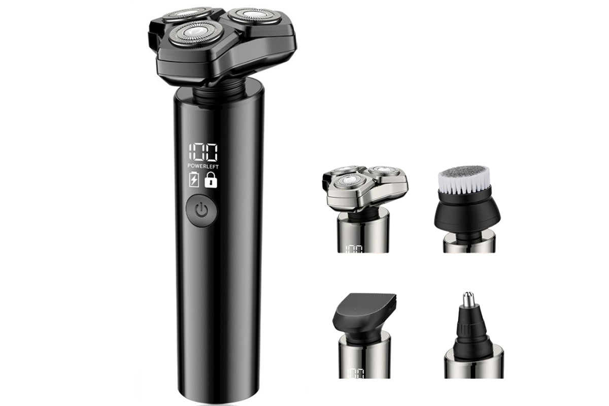 4 in1 Electric Razor Men High-Speed Motor Waterproof Shaver for Face Nose-Black