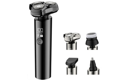 4 in1 Electric Razor Men High-Speed Motor Waterproof Shaver for Face Nose-Black