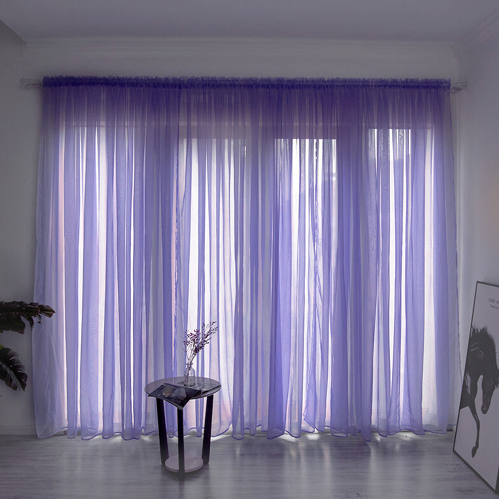 3 Panels Sheer Curtains with Rod Pocket Light Filtering Window Panels for Home Purple