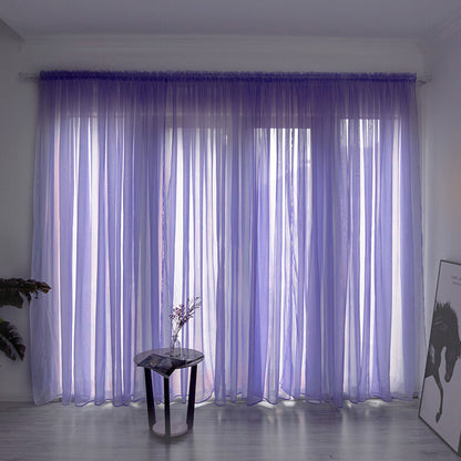 3 Panels Sheer Curtains with Rod Pocket Light Filtering Window Panels for Home Purple