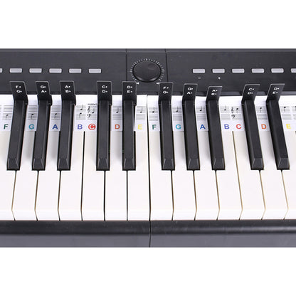 88 Key Piano Note Guide Strip with Staff and Note Names - Mixed Color