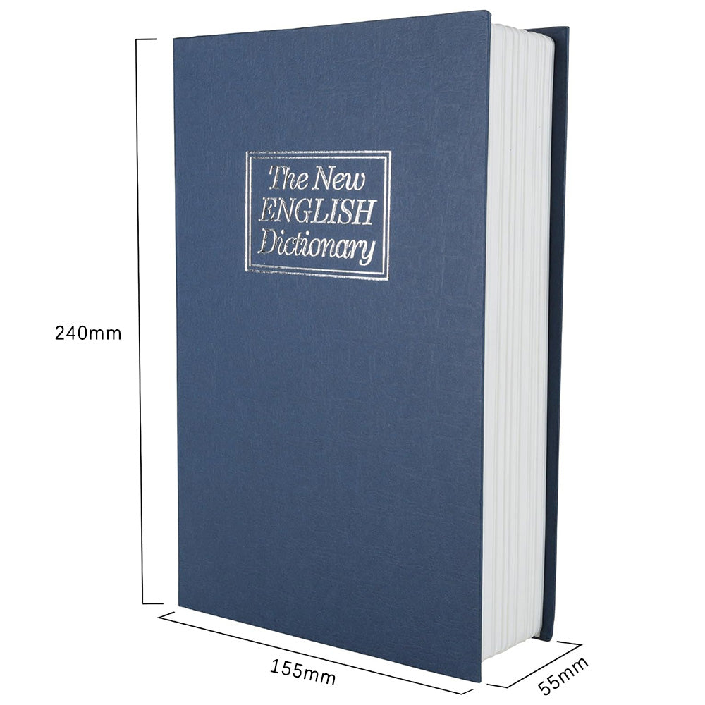 Dictionary Book Secret Money Case  Key Lock Jewellery Security Box  Navy