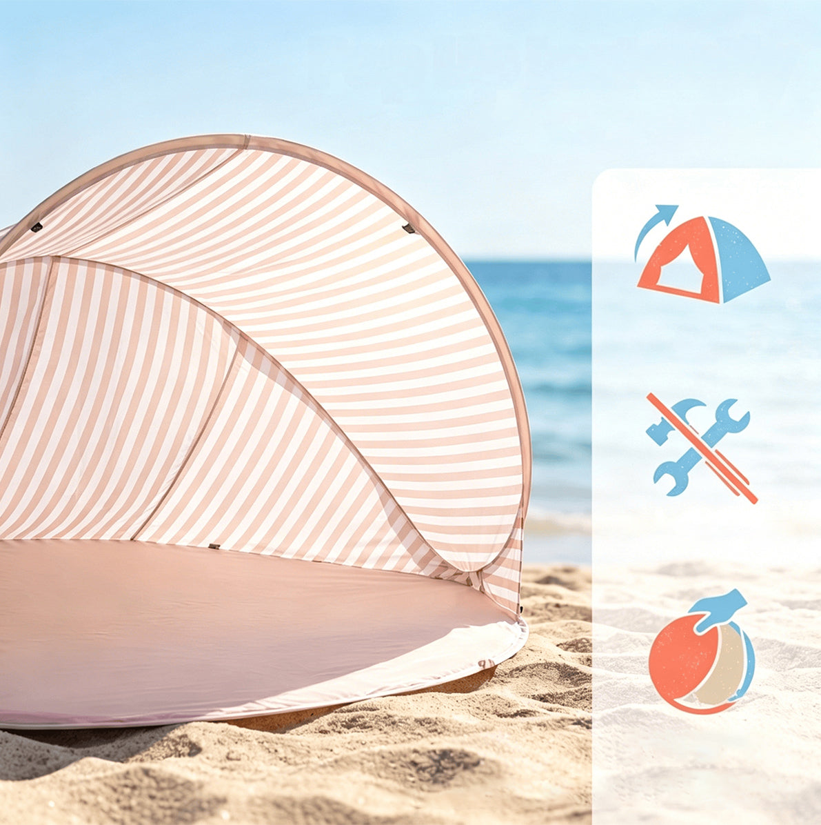 Pop Up Beach Sun Shade Tent for 1 to 2 People - Pink