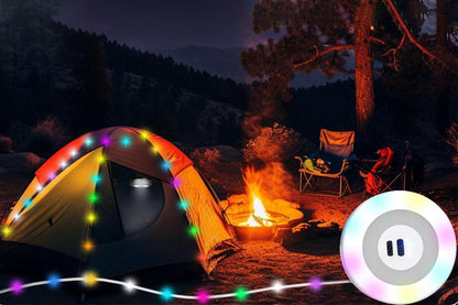 2Pcs Rechargeable Camping String Light 7M 58LED APP Control RGB Tent Fairy Lights for Outdoor Garden Party Yard Hiking