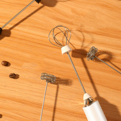 3 in 1 Milk Frother Electric Coffee Stirrers for Coffee Latte Oat Milk-White