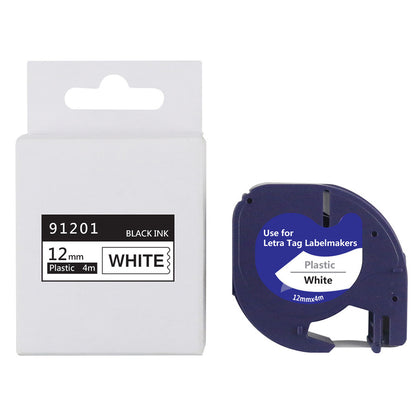 5Pcs 12mm White on Black PET Label Maker Tape Compatible for Dymo Printers