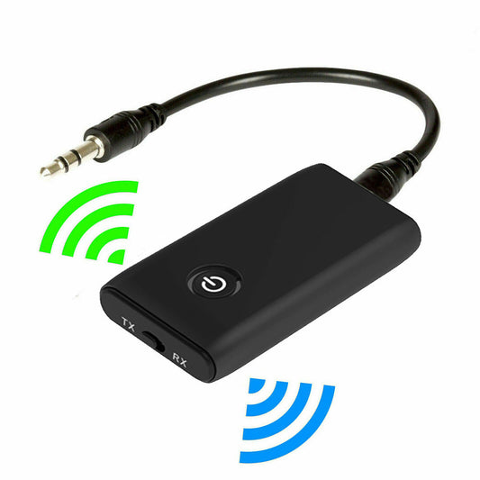 2-in-1 Wireless Transmitter Receiver Bluetooth 5.3 Audio Adapter with 3.5mm Audio Aux Jack for Car Computer Speaker