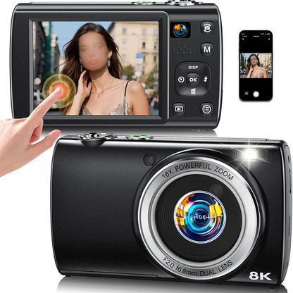 8K Dual Lens Digital Camera - Black