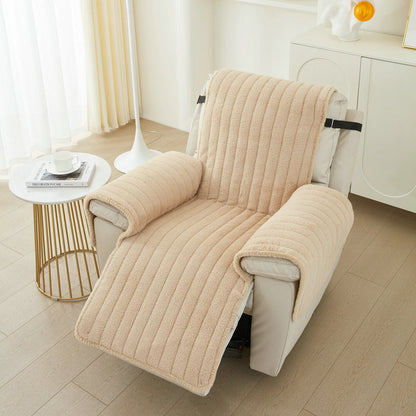 Home Plush Recliner Slipcover Armchair Cover for Recliner Chairs Furniture Khaki