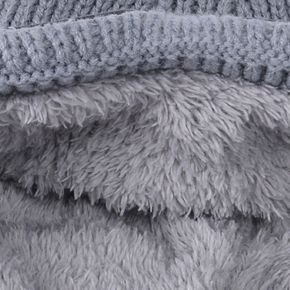 Double Layer Knit Winter Beanie with Goggles - Grey